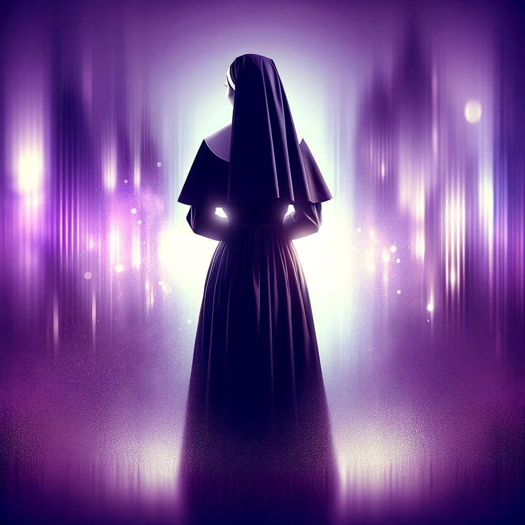 Una mujer vestida como monja.